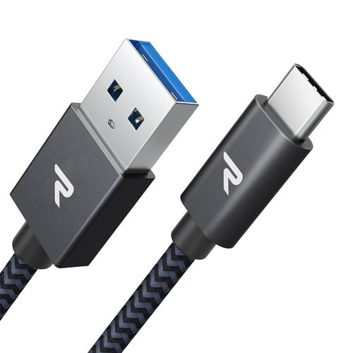 AYU-Cable USB C [USB 3.0, 2M], Cable USB Type C Charge Rapide 3A QC 3.0, Cable iPhone 16, Cable Chargeur USB C Nylon Tressé pour iPhone 16/15, Samsung S23/S22/S21/S20/S10, Xiaomi - Gris Sidéral