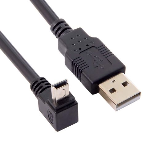 AYU-0.5M Câble mini USB USB 2.0 vers Mini USB-B 5 broches, câble d'extension de données coudé à 90 degrés