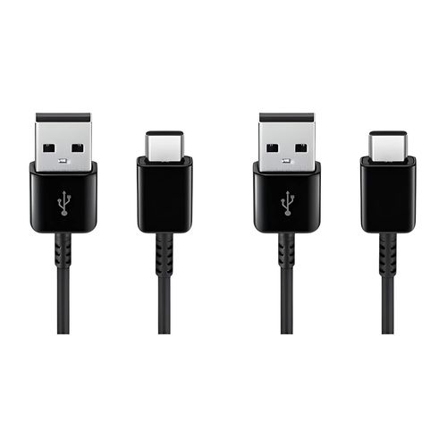 AYU-Lot de 2 Câbles USB Type-C 80 cm Compatible Samsung Galaxy Series S Note Fold Tab A, Noir