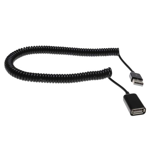 AYU-Be in Your Mind Câble Adaptateur spiralé USB 2.0 A mâle vers Femelle A 3 m - Rallonge télescopique à Ressort pour Chargement et Transmission de données
