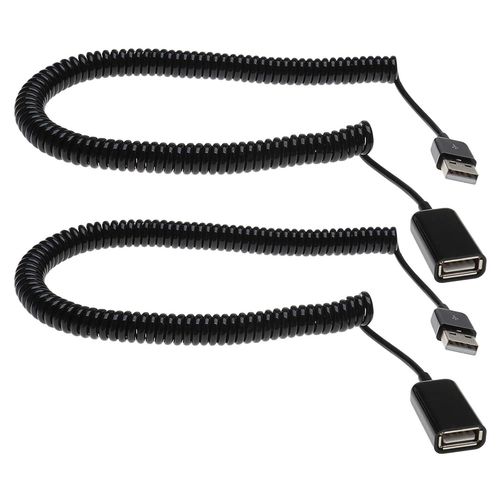 AYU-Be in Your Mind Lot de 2 câbles d'extension USB 2.0 mâle vers Femelle en Spirale - 3 m - Noir - pour synchronisation et Chargement des données