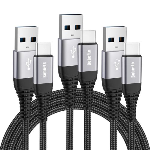 Ayu-Câble Usb Type C [Lot De 3,1m+2m+2m],Cable Chargeur Usb C Charge Rapide Nylon Tressé Pour Samsung Galaxy S23 S22 S21 S20 Plus Ultra S10 S10e S9 S8,A51 A71 A31 A52 A72,Sony Xperia Xz,Lg,Xiaomi