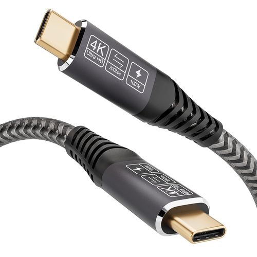 AYU-Cable USB C vers USB C 20 Gbps, Câble USB 3.2 Gen2, 100W 20V/5A usbc charge rapide, Transmission vidéo 4K @ 60Hz pour ordinateurs portables, moniteurs, dispositifs USBC 0.5M