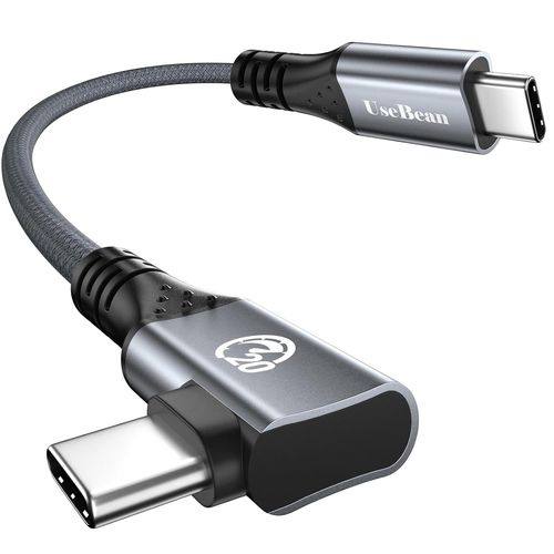 AYU-Câble USB C vers USB C 240W 0.2M, Câble de données USB 3.2 Gen 2X2 20Gbps à Angle Droit, Charge Rapide PD 3.1 Type C vers C, Cordon vidéo 4K pour iPhone 15, Galaxy S24/S23, iPad MacBook Pro