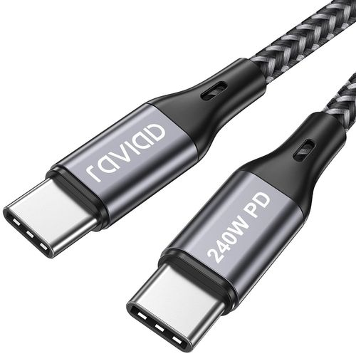AYU-Câble USB C 2M, 240W PD3.1 Charge Rapide pour iPhone 15 Pro Max, Samsung S24 S23 S22 S21, MacBook Pro/Air, iPad Pro/Air, Ordinateurs Portables, Pixel