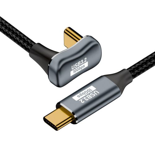 AYU-Câble USB C vers C USB 3.2 Type C 10 Gbps 100 W Mâle à Mâle Câble d'extension coudé en Forme de U 2.0M
