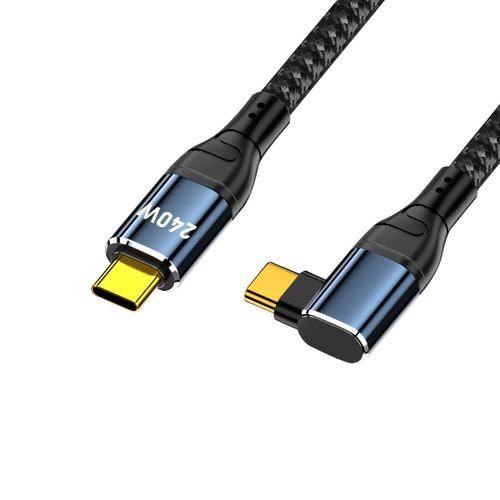 AYU-Câble USB-C 240 W Type-C mâle vers mâle Connecteur coudé gauche à droite 48 V 5 A Compatible avec USB 2.0 480 Mbps 100 W Charge pour ordinateur portable, tablette, téléphone