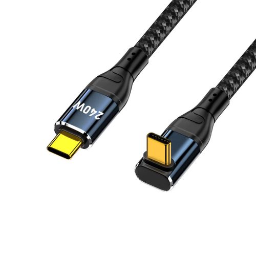AYU-Câble USB-C 240 W Type-C mâle vers mâle - Connecteur coudé vers le haut - 48 V 5 A - Compatible avec USB 2.0 480 Mbps 100 W - Pour ordinateur portable, tablette, téléphone