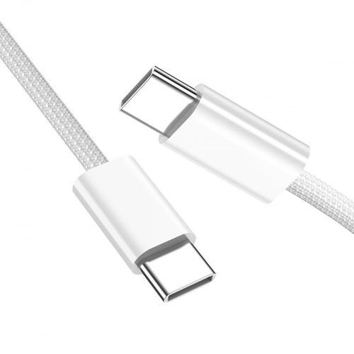 AYU-Cable USB-C type C male vers male 27 W 65 W puissance 480 Mbps cable de donn¿¿es blanc compatible avec t¿¿l¿¿phone, tablette et ordinateur portable (100 cm)