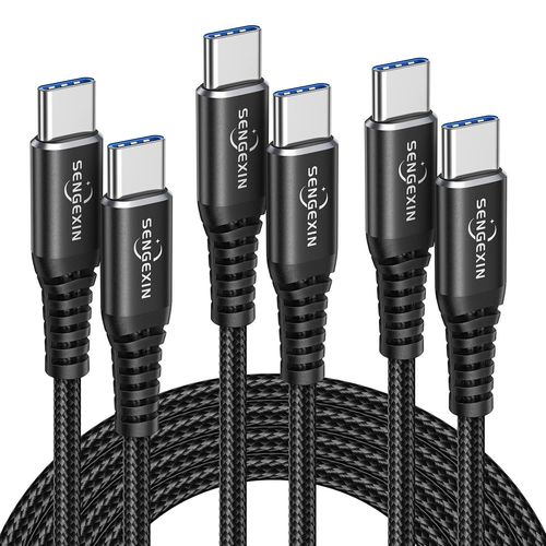 AYU-Câble USB C vers USB C[1M+2M+2M/Lot de 3],Cable USB Type C Charge Rapide Power Delivery Nylon Tressé pour Samsung Galaxy S21 Ultra S20 S10 S9 Note 10,MacBook Pro,iPad Pro 2020/2018,Huawei