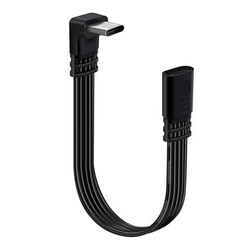 AYU-Rallonge USB C 90 Degré Cable Type C Plat Cable USB C Mâle vers Femelle 2.0 pour Charge Rapide et un Transfert de Données (Courbure Haut Bas, 0.3 m)