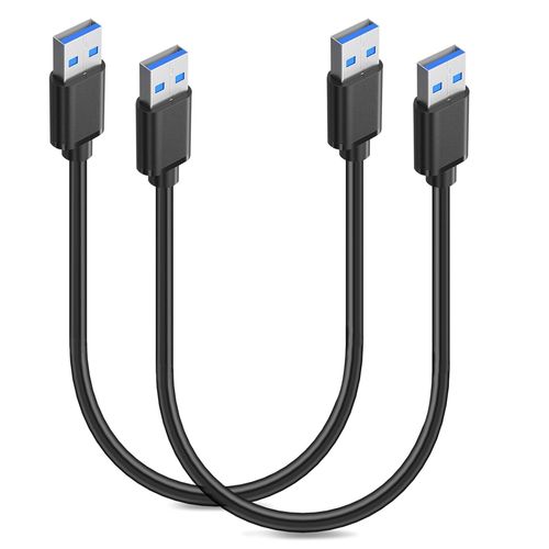 AYU-2 PCS Câble USB 3.0 0,5 m, USB A Mâle vers A Mâle Câble USB 3.0 pour Transfert Rapide de Données, Compatible avec Disques Durs, Lecteurs DVD, PC Portable, Imprimantes, Caméras, 5 Gbps