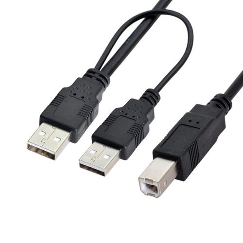 AYU-Câble USB 2.0 type A vers type B avec câble d'alimentation USB 80 cm pour imprimante, scanner, disque dur externe