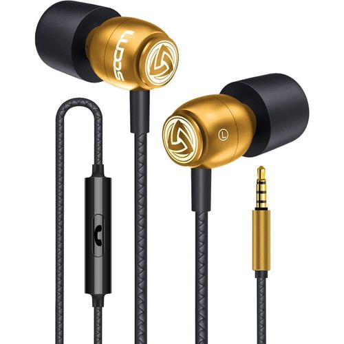 AYU-Clamor Écouteurs Intra Auriculaires, Garantie 5 Ans Écouteur avec Microphone et Contrôle d'appel Casque, Mousse à Mémoire de Forme, Câble Renforcé, Basse, Earphones pour Ordinateur, Portable