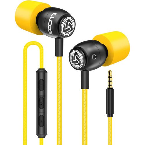 AYU-Clamor Écouteurs Intra Auriculaires, Garantie 5 Ans Écouteur avec Microphone et Contrôle du Volume Casque, Mousse à Mémoire de Forme, Câble Renforcé, Basse, Earphones pour Ordinateur, Portable