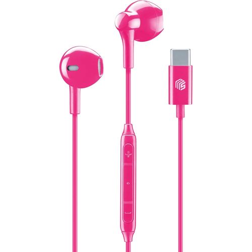 AYU-- Écouteurs Capsule - Écouteurs avec Fil et Microphone - Compatibilité USB-C - Détails métalliques - Couleur Rose