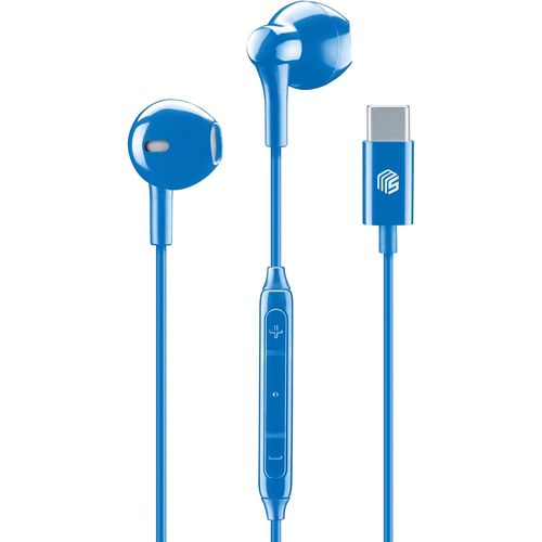AYU-- Écouteurs Capsule - Écouteurs avec Fil et Microphone - Compatibilité USB-C - Détails métalliques - Bleu