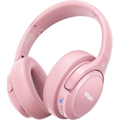 AYU-Casque Bluetooth avec Microphone, 65 Heures de Lecture, 6 Modes de Son égaliseur, Casque stéréo HiFi sans Fil, Casque Bluetooth 5.3 Pliable léger pour Voyage/Téléphone Portable/TV/PC (Rose)