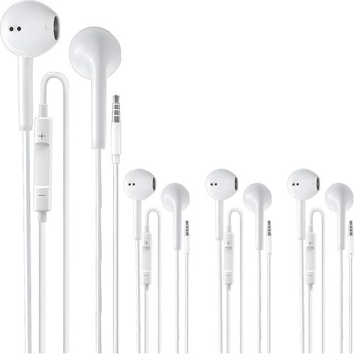 AYU-Lot de 4 écouteurs Filaires 3.5mm avec Microphone et Contrôle du VolumeAdaptés pour Téléphones Portables Tablettes MP3 Qualité Sonore Exceptionnelle et Confort Optimal