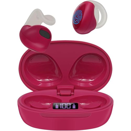 AYU-Nouveau Casque Bluetooth sans Fil ¿¿ Clipser, Nouvelle m¿¿thode de Port, Ultra l¿¿ger et Confortable, adapt¿¿ ¿¿ Tous Les ages (Rose Rouge)