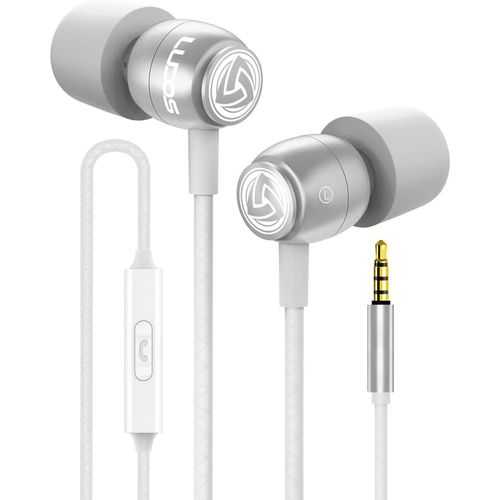 AYU-Clamor Écouteurs Intra Auriculaires, Garantie 5 Ans Écouteur avec Microphone et Contrôle d'appel Casque, Mousse à Mémoire de Forme, Câble Renforcé, Basse, Earphones pour Ordinateur, Portable