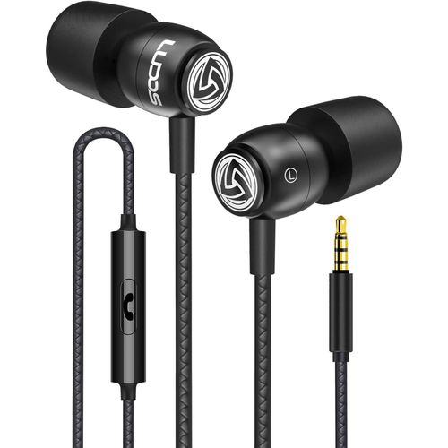 AYU-Clamor Écouteurs Intra Auriculaires, Garantie 5 Ans Écouteur avec Microphone et Contrôle d'appel Casque, Mousse à Mémoire de Forme, Câble Renforcé, Basse, Earphones pour Ordinateur, Portable