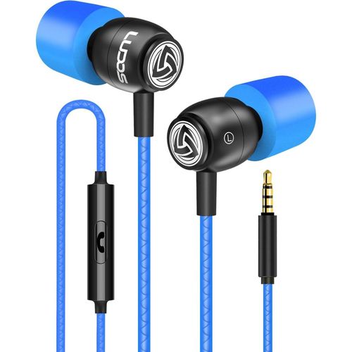AYU-Clamor Écouteurs Intra Auriculaires, Garantie 5 Ans Écouteur avec Microphone et Contrôle d'appel Casque, Mousse à Mémoire de Forme, Câble Renforcé, Basse, Earphones pour Ordinateur, Portable
