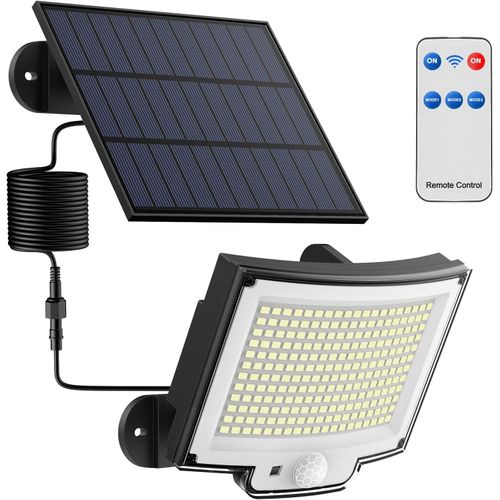 Lampe Solaire Extérieur Avec Détecteur De Mouvement [238led/3 Modes] Lumière Solaire Extérieure Avec Télécommande, Étanchéité Ip65 Led Solaire Extérieur Jardin Avec Câble De 5 Meters [1 Paquet ] [Classe Énergétique A+++]