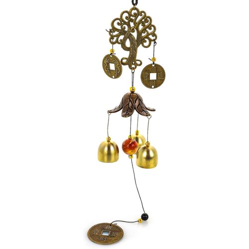 Carillon à vent porte-bonheur - 3 clochettes Feng Shui - Avec cordon - Pour la maison, le jardin - Décoration à suspendre - Cadeau