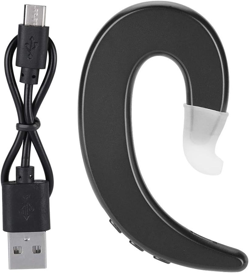 AYU-Casque Bluetooth sans Bouchon d'oreille, sans Fil Mains Libres Crochet d'oreille Casque Bluetooth Casque à Conduction osseuse indolore pour Smartphones Conduite d'affaires(Noir)