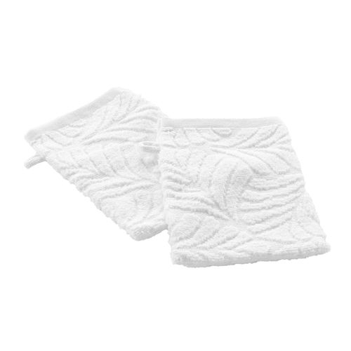 Lot De 2 Gants De Toilette Ocala - Eponge Ciselée Unie 450 G/M² - 15 X 21 Cm - Blanc
