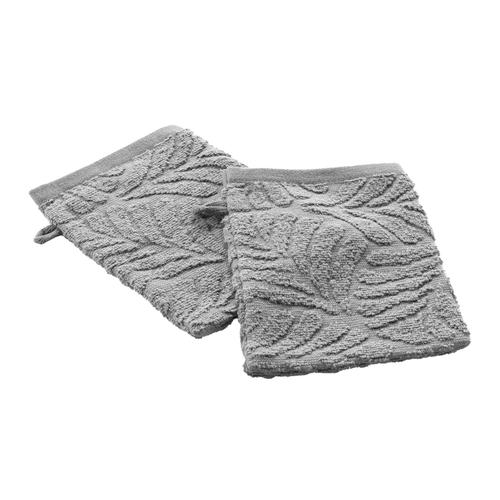 Lot De 2 Gants De Toilette Ocala - Eponge Ciselée Unie 450 G/M² - 15 X 21 Cm - Gris Clair