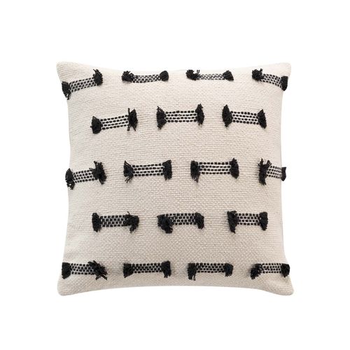 Coussin Déhoussable Briny - Coton Tissé Uni Et Fils Coupés - 40 X 40 Cm - Ecru