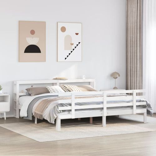 Vidaxl Cadre De Lit Avec Tête De Lit Sans Matelas Blanc 200x200 Cm