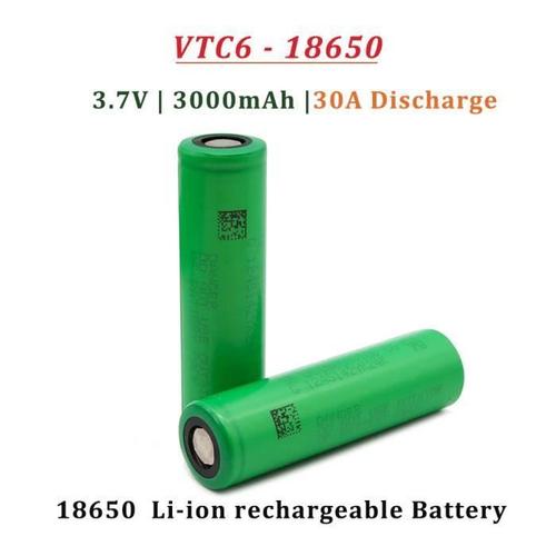 Cigarettes electroniques accus : 2 Batteries VTC6 - 18650 mah 3000 - 3.7 V (SONY)