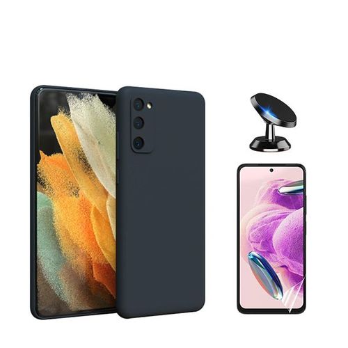 Kit De Film En Verre Trempé De La Couverture 5d + Couvercle De Silicone Liquide + Support Magnétique De Voiture Phonecare Pour Samsung Galaxy S24 Plus + 5g - Le Noir