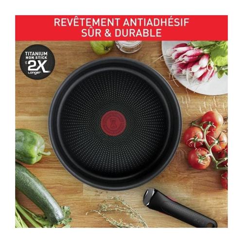 TEFAL INGENIO Batterie de cuisine 10 pieces, Induction, Revetement  antiadhésif, Poele, Casserole, Fabriqué en France L3989502 pas cher 