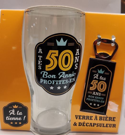 Coffret A La Tienne Verre Et Decapsuleur 50 Ans