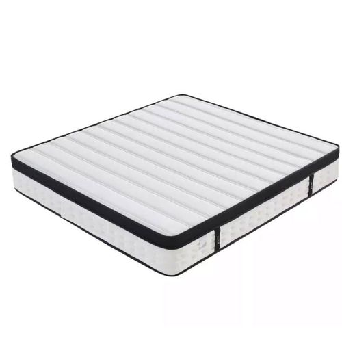 Matelas Akira A Ressorts + 3 Cm Latex Naturel À 70 % En 75 Kg/M3 - 120x190 Hauteur +/- 25 Cm - Accueil Moelleux - Soutien Ferme + Oreiller Visco - 5 Zones De Confort - Hypoallergenique