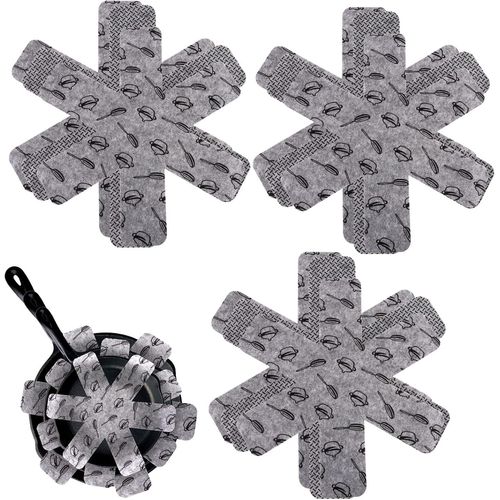 9 Pièces Protege Poele Protection Poele Et Casserole Protege Casserole Et Poele Dessous De Plats Protections De Casseroles Anti-Rayures 3 Tailles (26/36/38cm) Gris