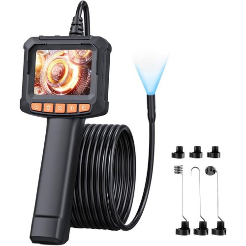 Caméra Endoscopique, 1080P HD Endoscope avec Zoom 2X, IP67 Camera Inspection Canalisation à Étanche IPS de 2,4 Pouces, Câble Semi-Rigide de 5M, 8 LED Réglables, Gadgets pour Hommes