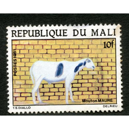 Timbre Oblitéré République Du Mali, Mouton Maure, Postes 1981, 10 F