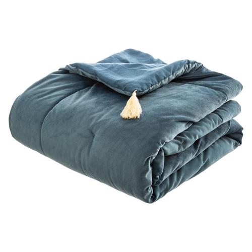 Edredon Design Velours Hiver - L. 80 X L. 180 Cm - Bleu