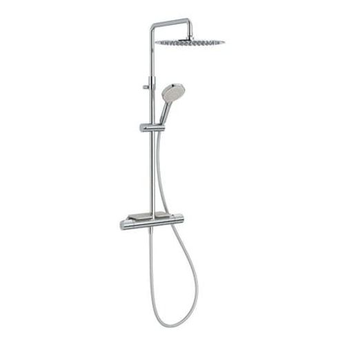 Jacob Delafon - Jacob Delafon Metro colonne de douche chromé thermostatique chromé réglable en hauteur avec tablette porte flacon  - Rose