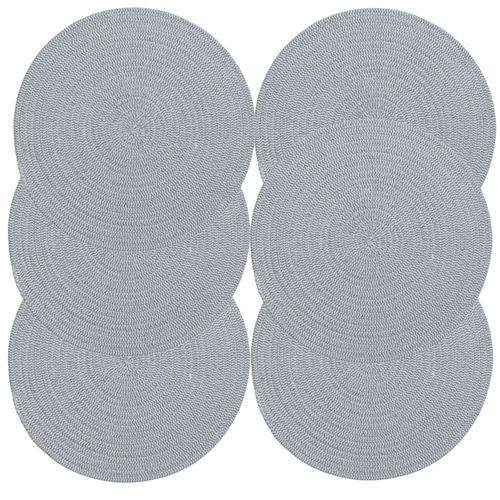 Lot De 6 Sets De Table Rond En Coton Alana - Diam. 38 Cm - Gris