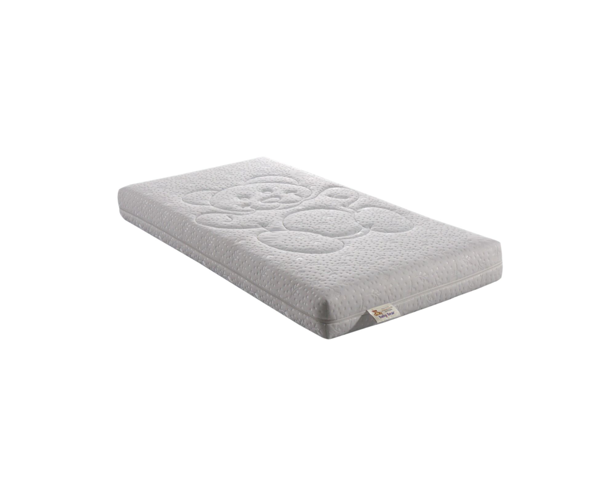 Bear Matelas Bébé 60x120 Cm Hauteur +/- 10 Cm - Déhoussable 4 Côtés Housse Lavable - Bords Renforcés - Mousse Striée - Hyppoallergénique - Anti-Acariens - Plusieurs Épaisseurs De Mousse - Tissu 200 G