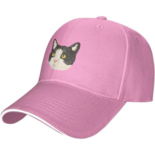 Casquette De Baseball Tête De Chat Noir Et Blanc, Style Réaliste Réglable, Pour Hommes Et Femmes, Chapeau Décontracté En Langue De Canard, À La Mode