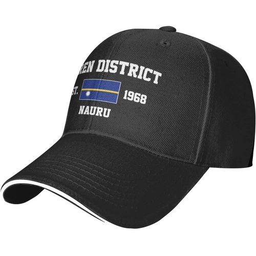 Nauru Est.1968 Yaren District Casquette De Baseball En Maille Chapeau De Course Chapeaux De Voyage Casquettes D'été Réglables En Plein Air Noir