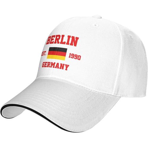 Allemagne Est.1990 Berlin Casquette De Baseball En Maille Chapeau De Course Chapeaux De Voyage Casquettes D'été Réglables En Plein Air Blanc