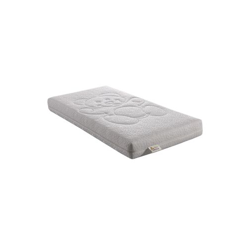 Bear Matelas Bébé 60x120 Cm Hauteur +/- 11 Cm - Déhoussable 4 Côtés Housse Lavable - Bords Renforcés - Mousse Striée - Hyppoallergénique - Anti-Acariens - Plusieurs Épaisseurs De Mousse - Tissu 220 G